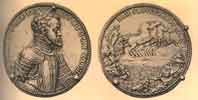 Anverso y reverso de una medalla de Felipe II, por J. Trezzo en 1555