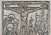 Xilografía de la Crucifixión del «Auto de la Pasión» de Lucas Fernández (Salamanca, 1514)