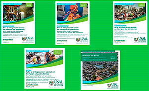 Carteles de diversos proyectos organizados por la Universidad del Salvador