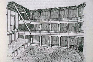 Boceto de la reconstrucción del portal de Almagro