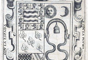 Escudo del linaje paterno y materno que el Inca Garcilaso diseñó y publicó en «Comentarios reales» (1609)