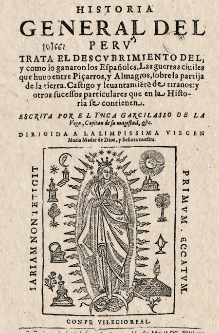  Portada de  La historia general de las Indias y nueuo mundo  de Francisco López de Gómara, anotada por el Inca Garcilaso (1555) 