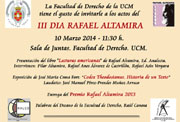 Invitación para los actos del III Día Rafael Altamira