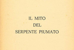 Cubierta de la separata de la conferencia de Rinaldo Froldi, «Il mito del serpente piumato», «Quaderni de L'Argine», Mantova, Grassi, 1975.