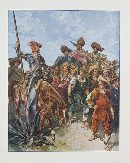 Pasó adelante don Quijote, y preguntó á otro su delito... (Tomo I, cap. XXII.)