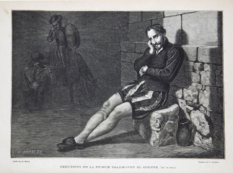 Cervantes en la prision imaginando el Quijote (de la Roca)