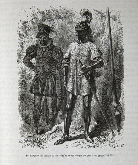 Le chevalier du Bocage ou des Miroirs et son écuyer au grand nez (page 351-352).