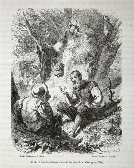 Ricote et Sancho allèrent s'assoir au pied d'n hêtre (page 534).