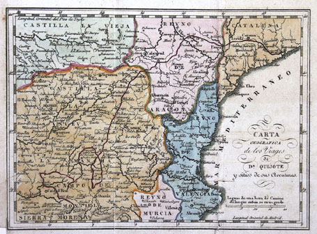 Carta geográfica de los Viages de Dn. Quijote y sitios de sus Aventuras.