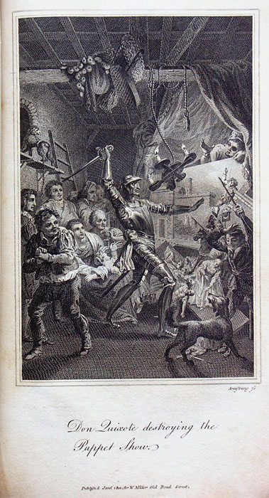 Don Quixote destroying the Puppet Show.