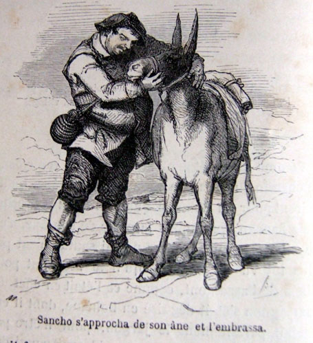 Sancho s'approcha de son âne et l'embrassa.