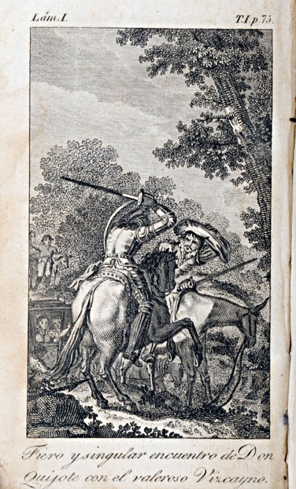 Fiero y singular encuentro de Don  Quijote con el valeroso Vizcayno