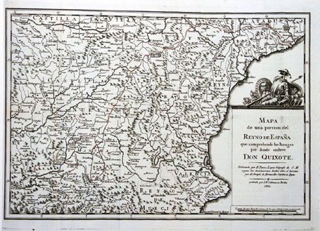 Mapa de una porción del Reyno de España que comprehende los Parages por donde anduvo Don Quixote