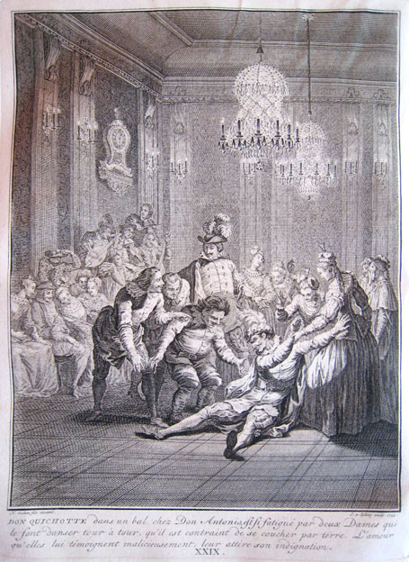 Don Quichotte dans un bal chez Don Antonio, est si fatigué par deux Dames qui le font danser tour à tour, qu'il est contraint de se coucher par [...]