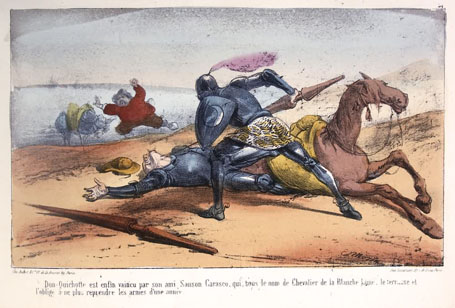 Don Quichotte est enfin vaincu par son ami Sanson Carrasco, qui, sous le nom de Chevalier de la Blanche Lune, le terrasse et l'oblige à ne plus [...]