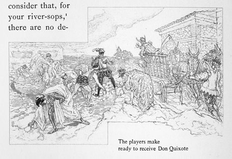 The players make ready to receive Don Quixote