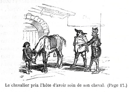 Le chevalier pria l'hôte dávoir soin de son cheval. (Page 17.)
