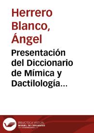 Presentación del Diccionario de Mímica y Dactilología de Francisco Fernández Villabrille