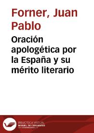 Oración apologética por la España y su mérito literario