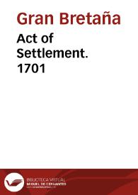 Act of Settlement. 1701