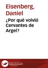 ¿Por qué volvió Cervantes de Argel?