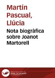Nota biogràfica sobre Joanot Martorell