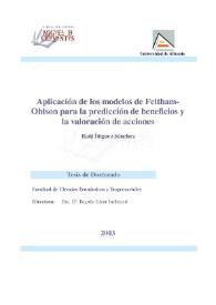 Aplicación de los modelos de Feltham-Ohlson para la predicción de beneficios y la valoración de acciones