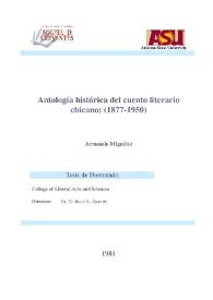 Antología histórica del cuento literario chicano : (1877-1950)