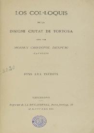Los col·loquis de la insigne ciutat de Tortosa