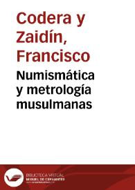 Numismática y metrología musulmanas