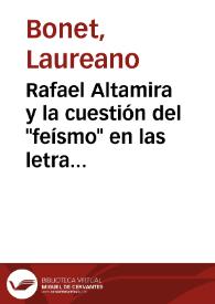 Rafael Altamira y la cuestión del 