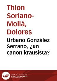Urbano González Serrano, ¿un canon krausista?
