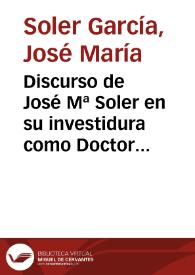 Discurso de José Mª Soler en su investidura como Doctor Honoris Causa en la Universidad de Alicante. 1986
