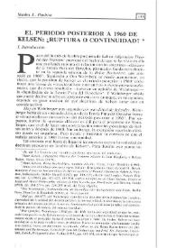 El período posterior a 1960 de Kelsen : ¿Ruptura o continuidad?