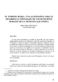 El turismo rural : una alternativa para el desarrollo integrado de los municipios rurales de la montaña alicantina
