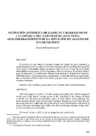 Ocupación antrópica de ramblas y barrancos en la comarca del Bajo Segura (Alicante) : análisis-diagnóstico de la situación en algunos de sus municipios