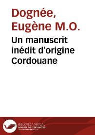 Un manuscrit inédit d'origine Cordouane