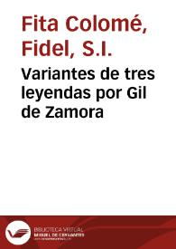 Variantes de tres leyendas por Gil de Zamora