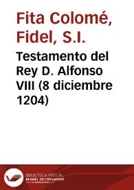 Testamento del Rey D. Alfonso VIII (8 diciembre 1204)