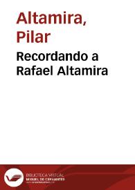 Recordando a Rafael Altamira