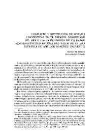 Conflicto y sustitución de normas lingüísticas en el español dominicano del siglo XVIII (a propósito de un rasgo morfosintáctico, en 