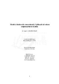 Models i index de concentració : aplicació al volum empresarial de Lleida