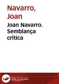 Joan Navarro. Semblança crítica