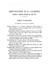 Adquisiciones de la Academia durante el segundo semestre del año 1898