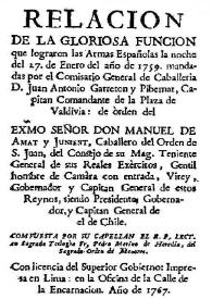 Relación de la gloriosa función que lograron las armas españolas la noche del 17 de enero de 1759 ...
