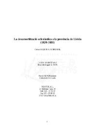 La desamortització eclesiàstica a la província de Lleida : (1838-1851)