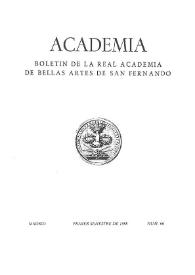 Academia: Boletín de la Real Academia de Bellas Artes de San Fernando. Primer semestre de 1988. Número 66. Preliminares e índice