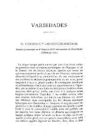 El vascuence y las lenguas semíticas. Discurso pronunciado en el Congreso XIII Internacional de Orientalistas (Hamburgo, 1902)