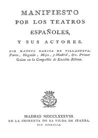 Manifiesto por los teatros españoles y sus actores