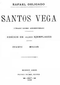 Santos Vega : (tradiciones argentinas)